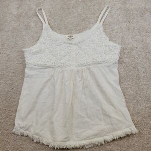 Umgee USA White Crochet‎ Lace Cami Tank Top Baby Doll Boho Womens M Y2K Linen